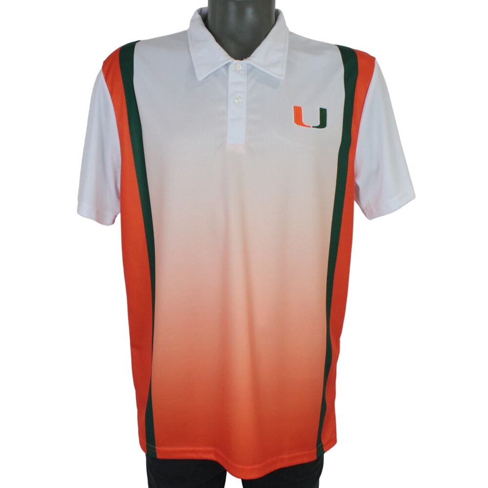 Vintage Miami Hurricanes Polo Shirt Mens Large NCAA 90s Gradient Logo NWT Rare